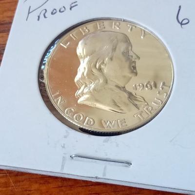 LOT 21 1961 PROOF BENJAMIN FRANKLIN HALF DOLLAR