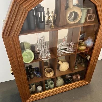 "Ye Lil' Ol' Curio" Wood & Glass Cabinet Filled with Miniatures