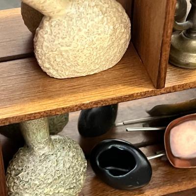 "Ye Lil' Ol' Curio" Wood & Glass Cabinet Filled with Miniatures