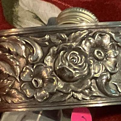S Kirk and sons Sterling silver Rose Repousse bracelet made to match there silverware pattern