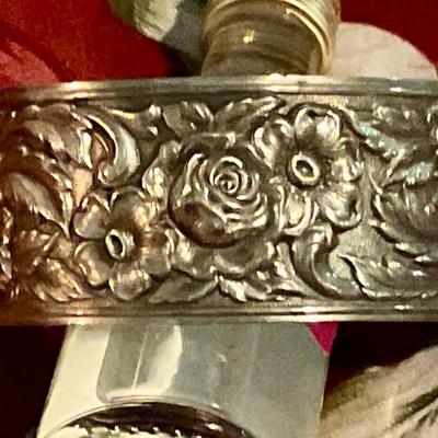 S Kirk and sons Sterling silver Rose Repousse bracelet made to match there silverware pattern