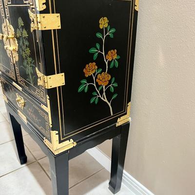 Black Lacquered Hand Painted Chest