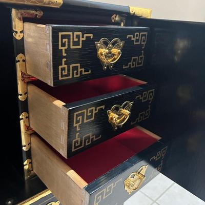 Black Lacquered Hand Painted Chest