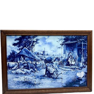 Large Handpainted Delft Glazed Tiles