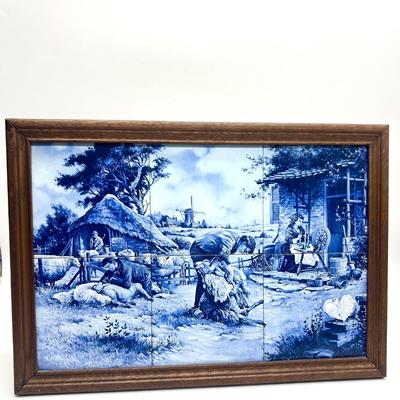 Large Handpainted Delft Glazed Tiles