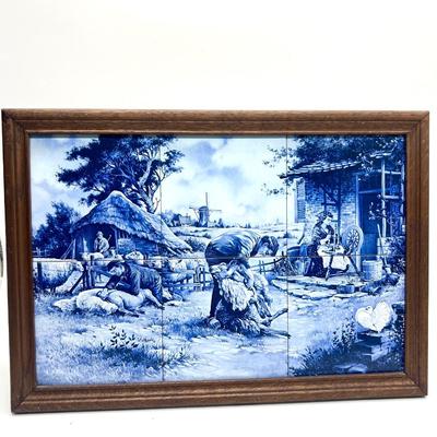Large Handpainted Delft Glazed Tiles