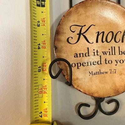Dicksons Ask, Seek, Knock Ceramic Mini Wall Plates With Metal Display Rack, Set of 3