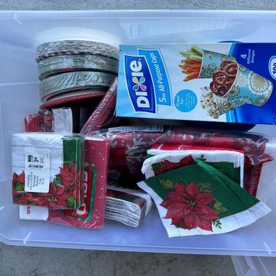 Lot of Holiday Paper plates. Forks, etc.