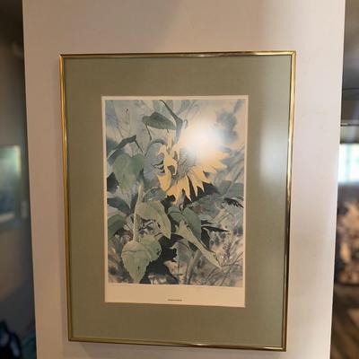 N Taylor Stonington Framed Matted Lithograph Signed Daffodils Print (Set of 6)