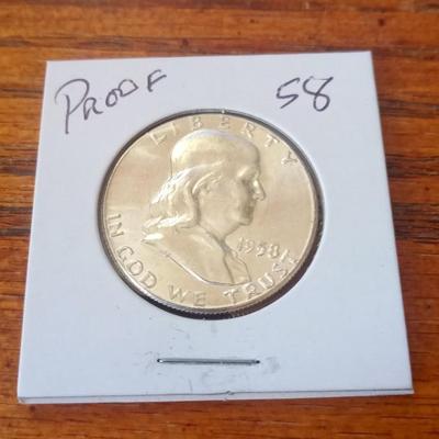 LOT 32 1958 PROOF HALF DOLLAR