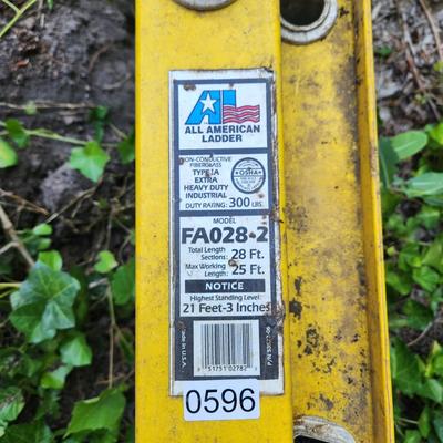 All American Ladder 28 Ft Extension Ladder FA028-2 300lbs Rating