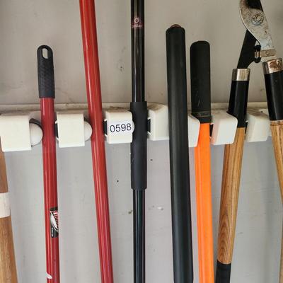 Yard Tools Lot Shovels pruners, Brooms, Rake, and More