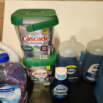 Household cleaning supplies Windex Dawn and More