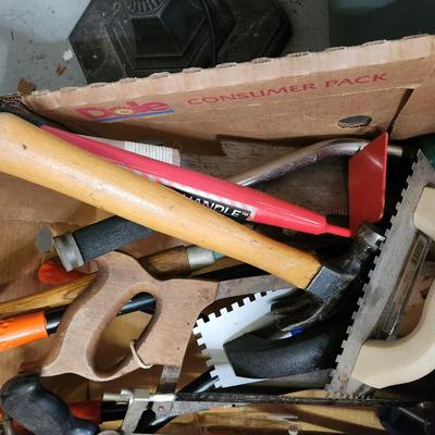 2 Box Lot of Tools 4 way , Saw, Clamp Lamp, Water Sprinkler and more