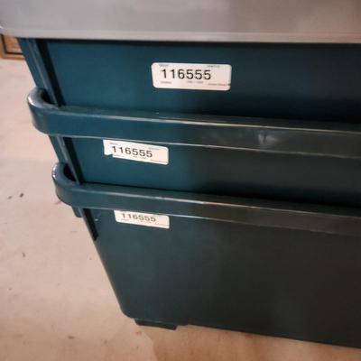 3 Very Large Storage Totes w Lids w Wheels 40x20x19