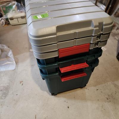 3 Very Large Storage Totes w Lids w Wheels 40x20x19