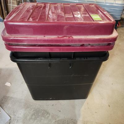 Lot of 2 Totes & lids on 4 rollers 28x21x27