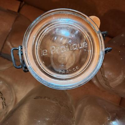 Large Lot French Le Pratique Glass Canning Jars W Airtight Rubber Seal