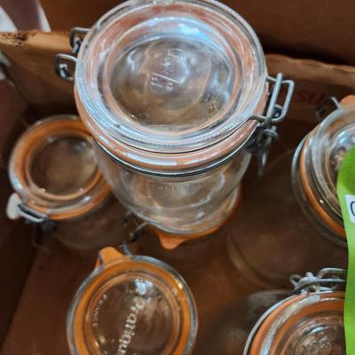 Large Lot French Le Pratique Glass Canning Jars W Airtight Rubber Seal