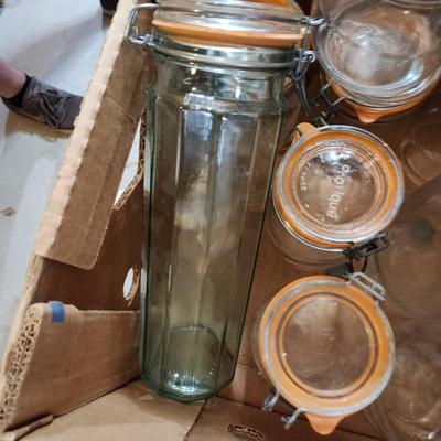 Large Lot French Le Pratique Glass Canning Jars W Airtight Rubber Seal