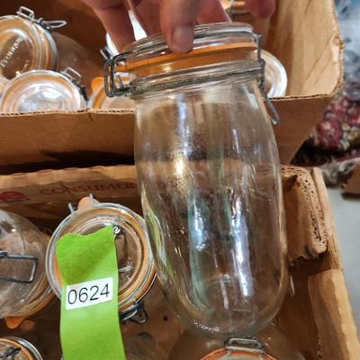 Large Lot French Le Pratique Glass Canning Jars W Airtight Rubber Seal
