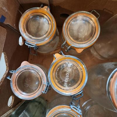 Large Lot French Le Pratique Glass Canning Jars W Airtight Rubber Seal