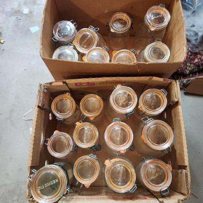 Large Lot French Le Pratique Glass Canning Jars W Airtight Rubber Seal