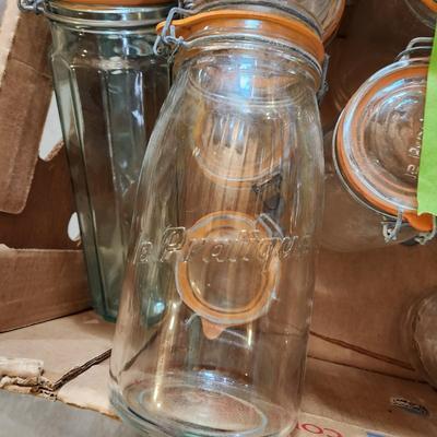 Large Lot French Le Pratique Glass Canning Jars W Airtight Rubber Seal