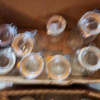 Large Lot French Le Pratique Glass Canning Jars W Airtight Rubber Seal