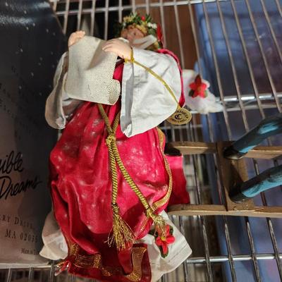 4 Christmas Items Lot Santa Music Box doll Rocking horse