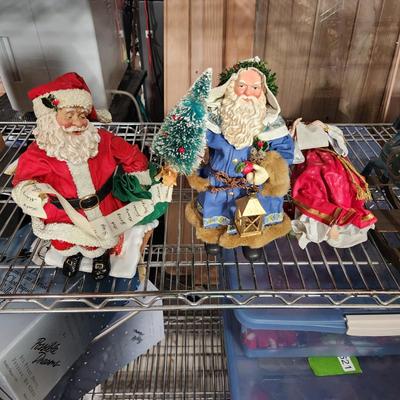 4 Christmas Items Lot Santa Music Box doll Rocking horse