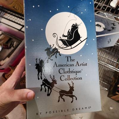 4 Christmas Items Lot Santa Music Box doll Rocking horse