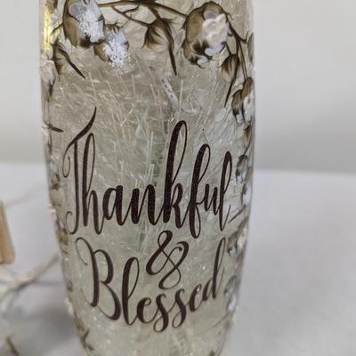 Religious Thankful & Blessed Pre-Lit Hurricane Light & Cross