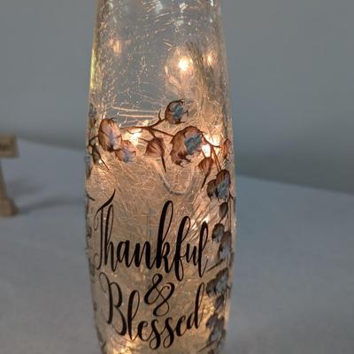 Religious Thankful & Blessed Pre-Lit Hurricane Light & Cross