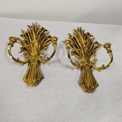 1971 Dart IND. Wall Art Set Of 2 Gold Finish Made In USA MCM Home Decor MCMLXXI