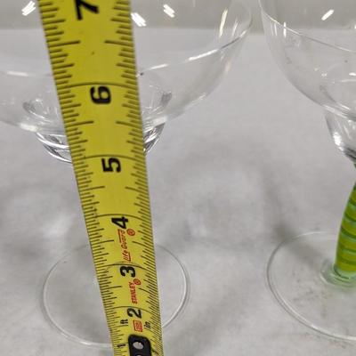 Set of Four Green Stemware Glasses