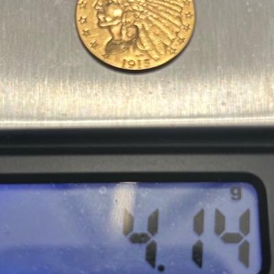 1915 Indian Head 2.5 Dollar Gold Coin