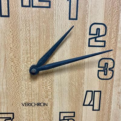 Butcher-Block Style Wood Wall Clock
