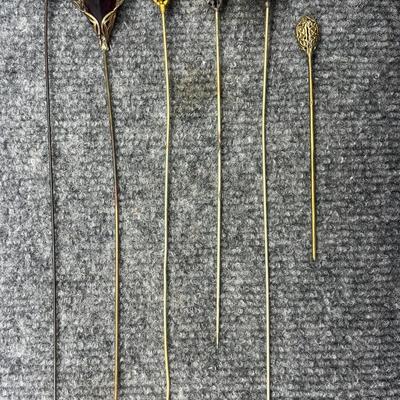 5 Antique Stunning Laides Victorian Hat Pins