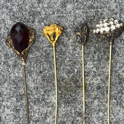 5 Antique Stunning Laides Victorian Hat Pins