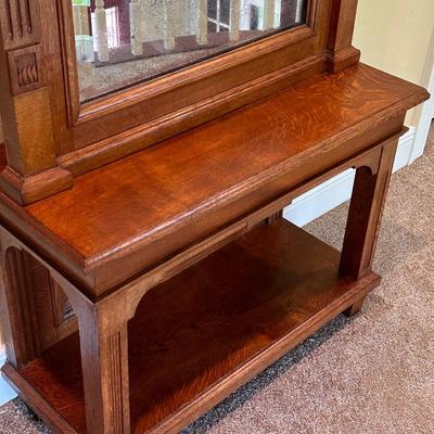 Tiger Oak 2 Piece Antique Mirror