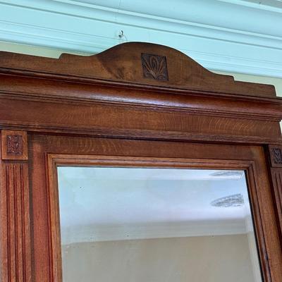 Tiger Oak 2 Piece Antique Mirror