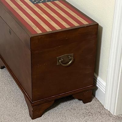 POWELL ~ Life Chest ~ Sold Wood American Flag Trunk