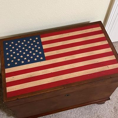 POWELL ~ Life Chest ~ Sold Wood American Flag Trunk