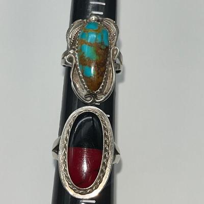 3 Ladies Turquoise .925 Silver Rings