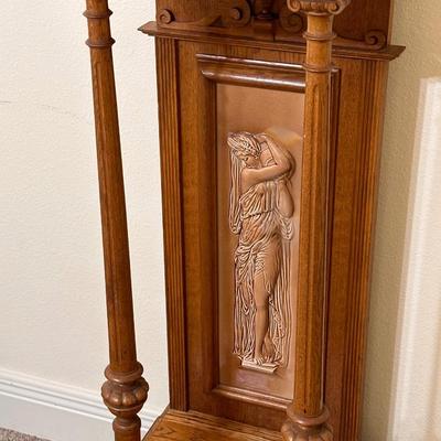 Solid Oak Column Pedestal ~ Porcelain Inner Plaque