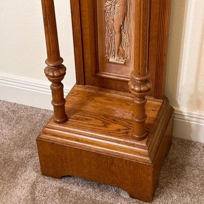 Solid Oak Column Pedestal ~ Porcelain Inner Plaque