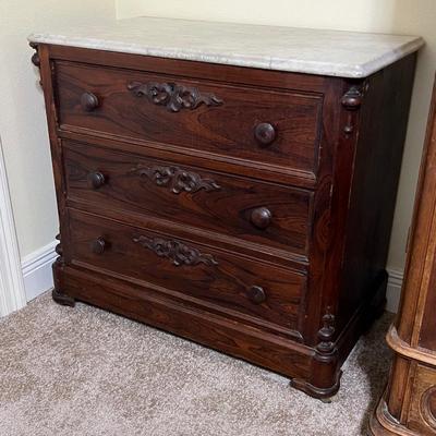 MITCHELL & RAMMELSBERG ~ Solid Dark Walnut Marble Top Chest