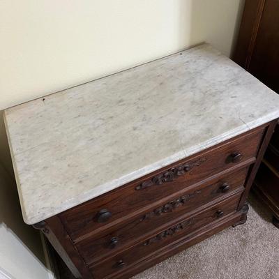MITCHELL & RAMMELSBERG ~ Solid Dark Walnut Marble Top Chest