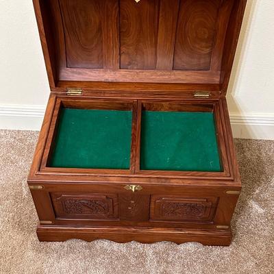 Gorgeous Solid Wood Carved Brass Embellished Storage Chest